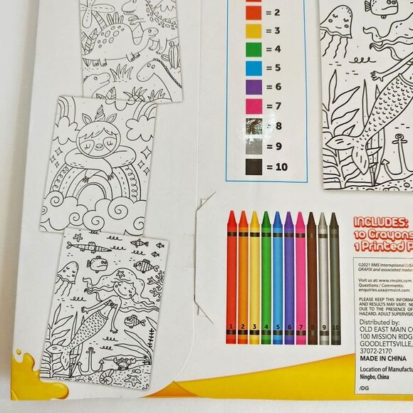 Grafix Crayon By Number 1 Printed Sheet 10 Crayons Learning Play Age 6+ Craft - Picture 6 of 8